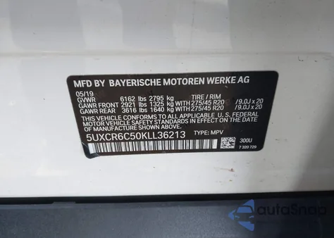 2019 BMW X5 xDrive40I из США, поврежденный, VIN 5UXCR6C50KLL36213